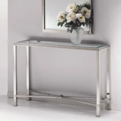 Casa Padrino Luxus Messing Konsole Silber 105 x 35 x H. 81 cm - Made in Italy