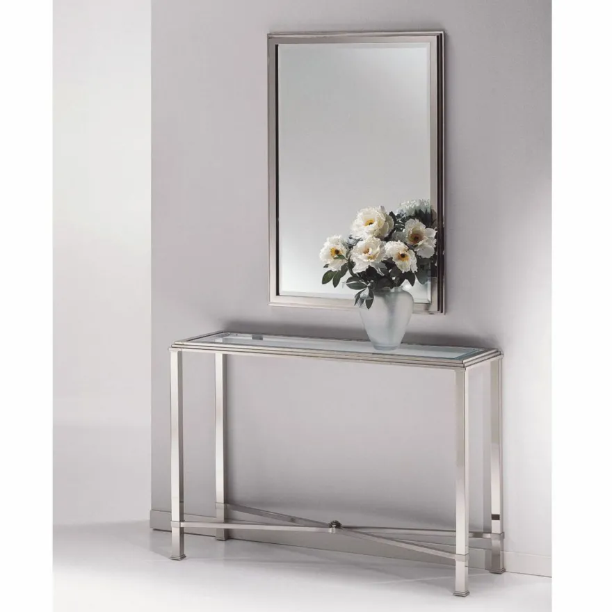 Casa Padrino Luxus Messing Konsole Silber 105 x 35 x H. 81 cm - Made in Italy