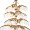 Casa Padrino Luxus Messing Kronleuchter mit Kristallglas Vintage Messingfarben 95 x 95 x H. 106 cm - Kronleuchter im Palmen Design - Luxus Qualität