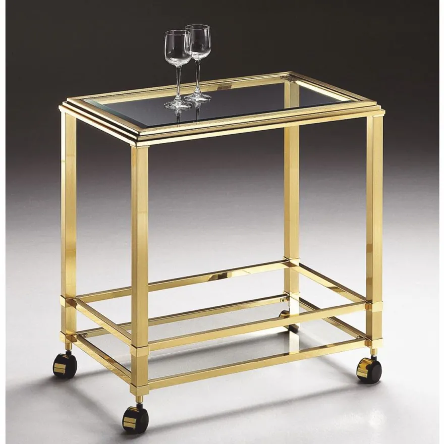 Casa Padrino Luxus Messing Servierwagen 70 x 45 x H. 71 cm - Made in Italy