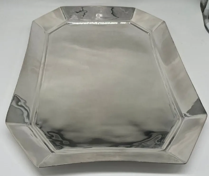 Casa Padrino Luxus Messing Serviertablett Silber 46 cm - Gastronomie Accessoires