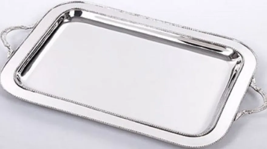 Casa Padrino Luxus Messing Serviertablett Silber 64 x 38 x H. 3 cm - Gastronomie Accessoires