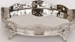 Casa Padrino Luxus Messing Serviertablett Oval Silber 32,5 x 24 x H. 10 cm - Hotel & Restaurant Accessoires
