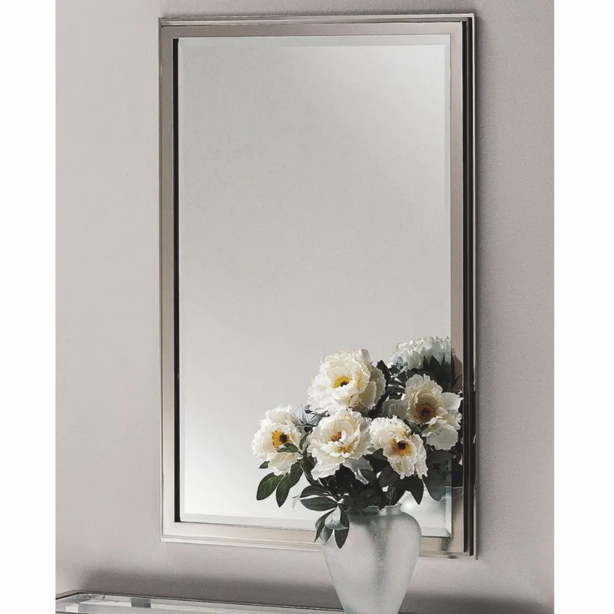 Casa Padrino Luxus Messing Spiegel Silber H. 100 cm - Made in Italy