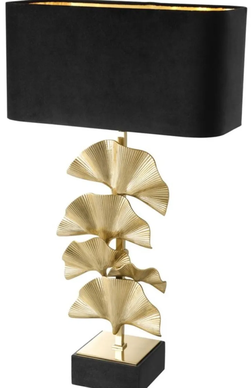 Casa Padrino Luxus Messing Tischleuchte mit Granitsockel - Designer Kollektion