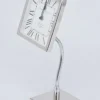 Casa Padrino Luxus Messing Tischuhr Silber 16 x 12 x H. 41 cm - Deko Accessoires