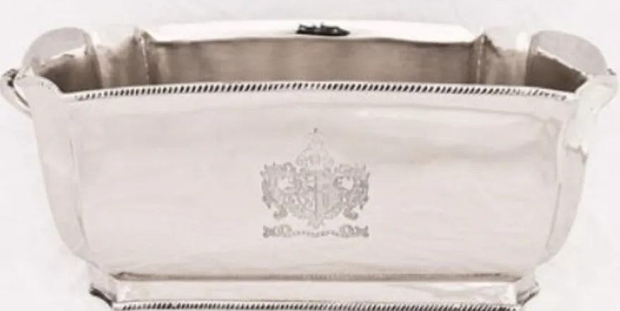 Casa Padrino Luxus Messing Weinkühler Silber 34 x 18,5 x H. 14,5 cm - Hotel & Restaurant Accessoires