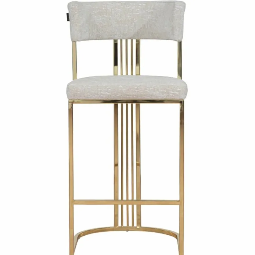 Casa Padrino Luxus Metall Barstuhl Gold / Grau H. 112 cm - Luxus Bar Möbel