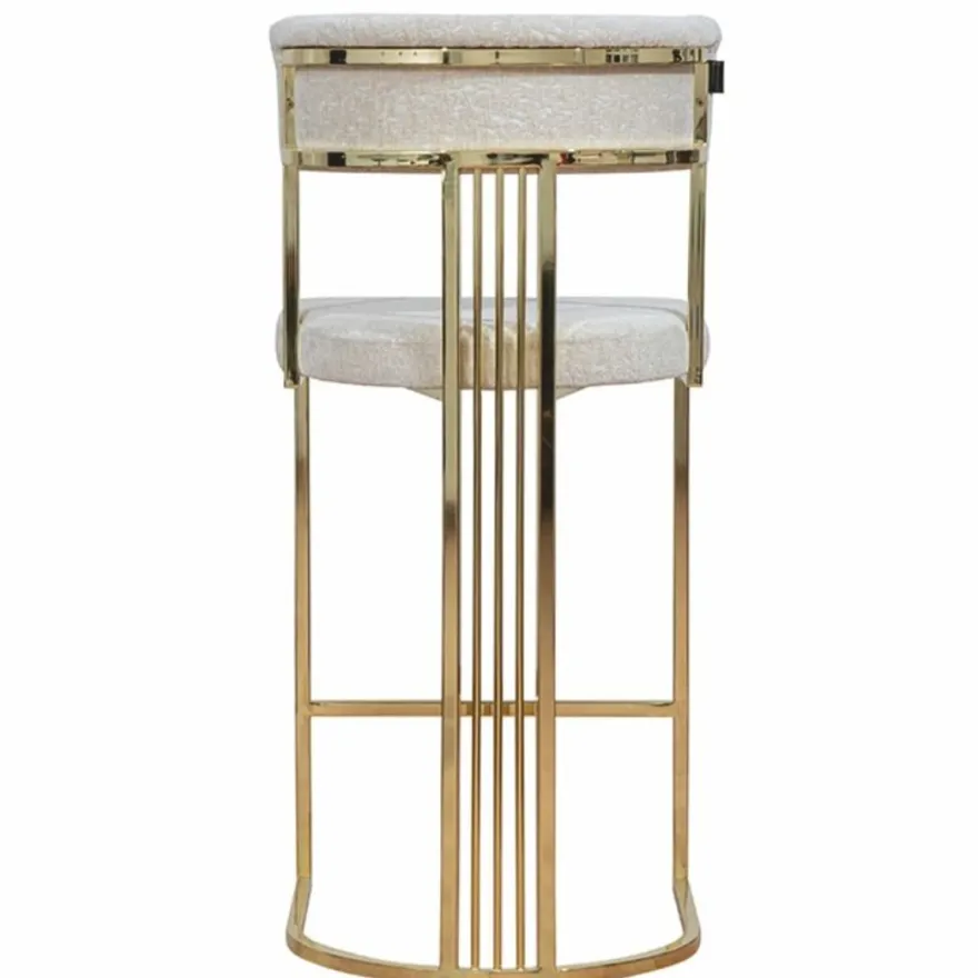 Casa Padrino Luxus Metall Barstuhl Gold / Grau H. 112 cm - Luxus Bar Möbel