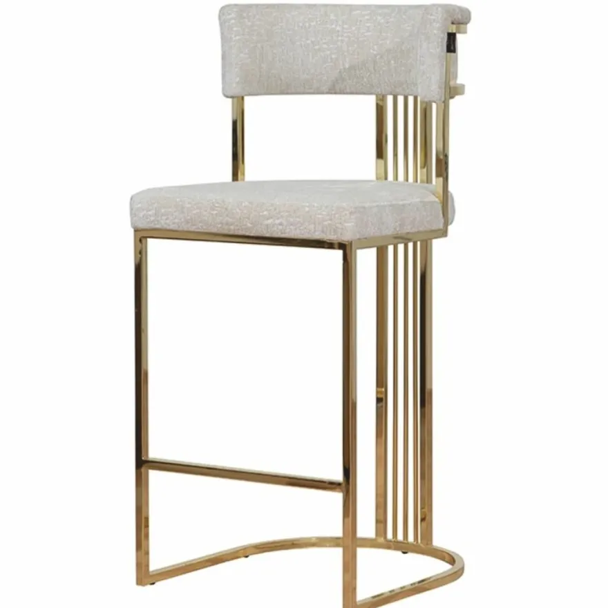Casa Padrino Luxus Metall Barstuhl Gold / Grau H. 112 cm - Luxus Bar Möbel