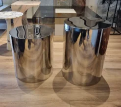 Casa Padrino Luxus Metall Beistelltisch Set Silber - Luxus Wohnzimmer Möbel