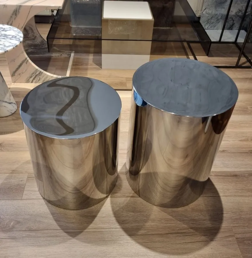 Casa Padrino Luxus Metall Beistelltisch Set Silber - Luxus Wohnzimmer Möbel