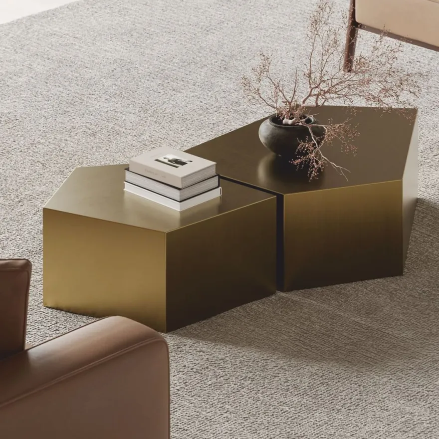 Casa Padrino Luxus Metall Couchtisch Set Messing - Hotel & Wohnzimmer Möbel
