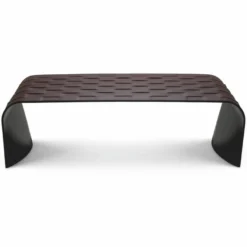 Casa Padrino Luxus Metall Couchtisch mit Kunstleder Dunkelbraun 120,5 cm - Wohnzimmer Möbel - Hotel Möbel - Luxus Möbel