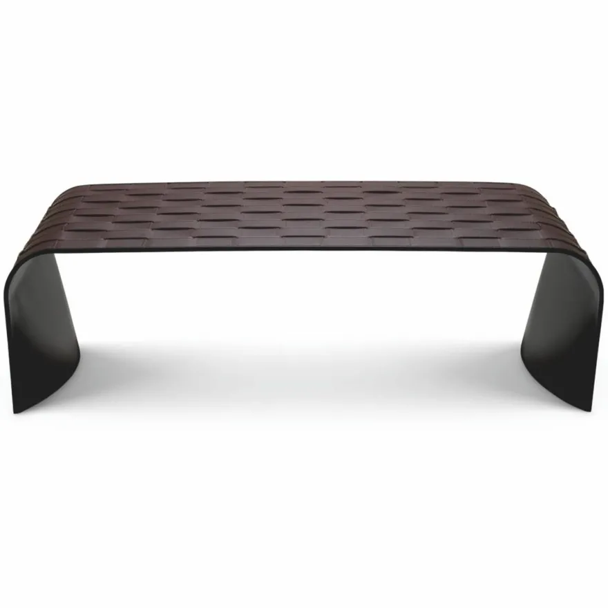Casa Padrino Luxus Metall Couchtisch mit Kunstleder Dunkelbraun 120,5 cm - Wohnzimmer Möbel - Hotel Möbel - Luxus Möbel