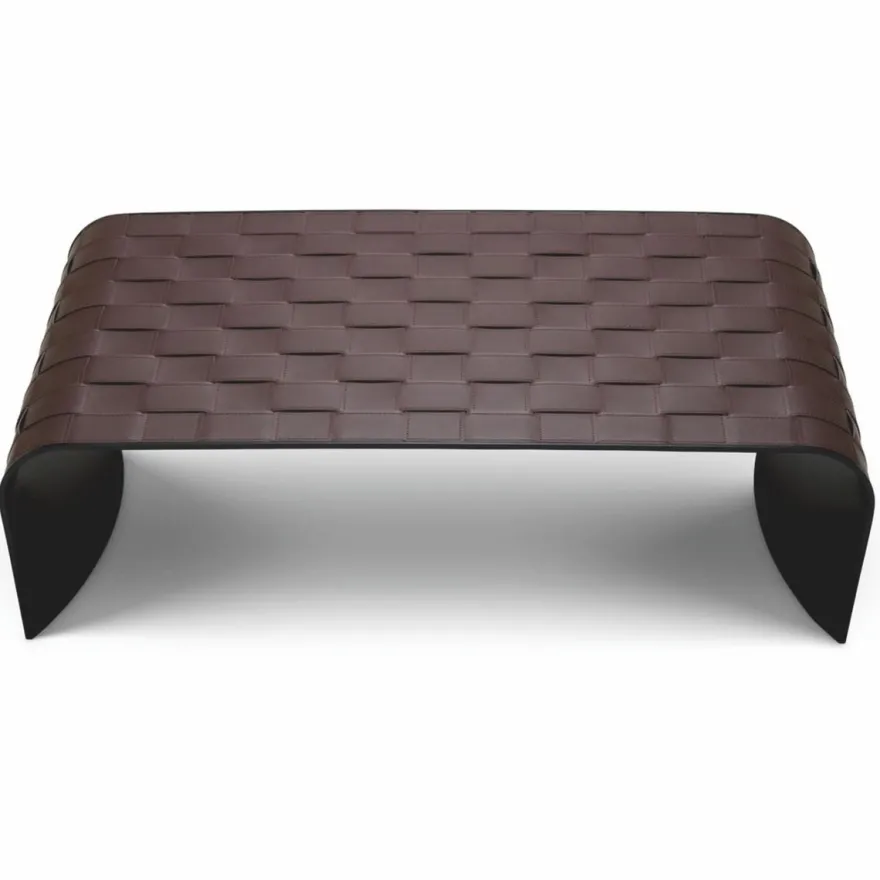 Casa Padrino Luxus Metall Couchtisch mit Kunstleder Dunkelbraun 120,5 cm - Wohnzimmer Möbel - Hotel Möbel - Luxus Möbel