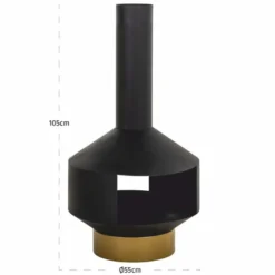 Casa Padrino Luxus Metall Gartenkamin Schwarz / Messing H. 105 cm - Garten Accessoires