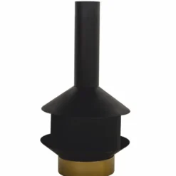 Casa Padrino Luxus Metall Gartenkamin Schwarz / Messing H. 105 cm - Garten Accessoires