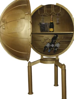 Casa Padrino Luxus Metall Getränke Bar Gold - Rundes Weinregal - Ø 98 x 162 cm