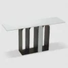 Casa Padrino Luxus Metall Konsole mit Marmorplatte Antik Messing / Weiß 150 cm