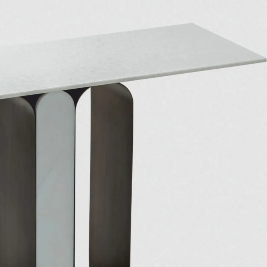 Casa Padrino Luxus Metall Konsole mit Marmorplatte Antik Messing / Weiß 150 cm