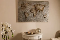 Casa Padrino Luxus Metall Ölbild Weltkarte Mehrfarbig 120 x 5 x H. 80 cm - Ölgemälde mit 3D Effekt