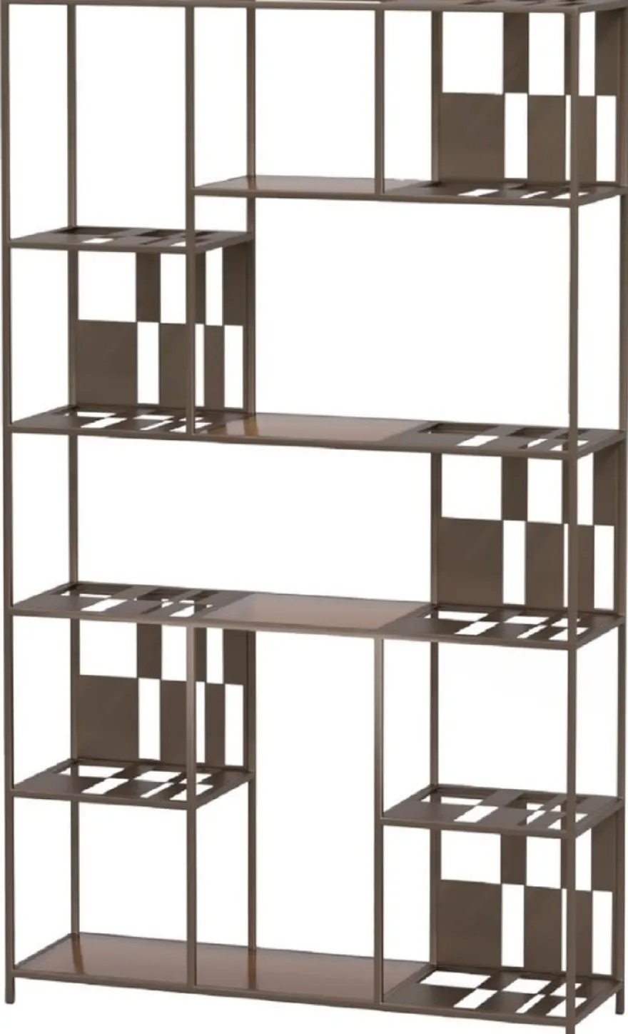 Casa Padrino Luxus Metall Regalschrank mit Glasregalen Braun / Bronze 118 cm