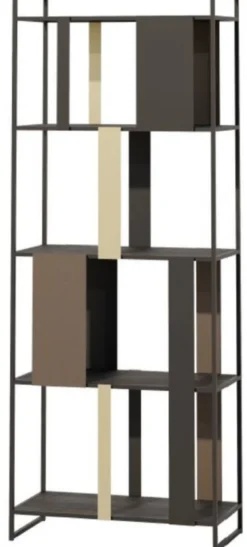 Casa Padrino Luxus Metall Regalschrank Schwarz / Braun / Messing 78 cm