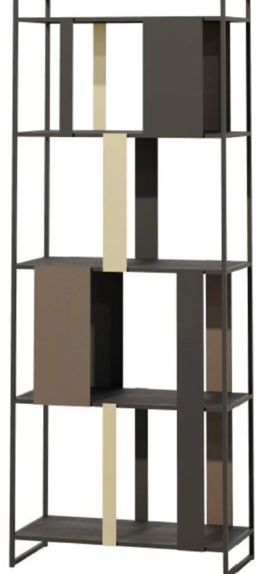 Casa Padrino Luxus Metall Regalschrank Schwarz / Braun / Messing 78 cm