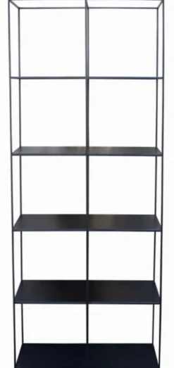 Casa Padrino Luxus Metall Regalschrank Schwarz 80 x 40 x H. 200 cm - Wohnzimmerschrank - Bücherschrank - Luxus Möbel