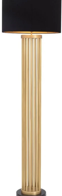 Casa Padrino Luxus Metall Stehleuchte mit Marmorsockel Antik Messingfarben / Schwarz Ø 55 x H. 188 cm - Luxus Qualität