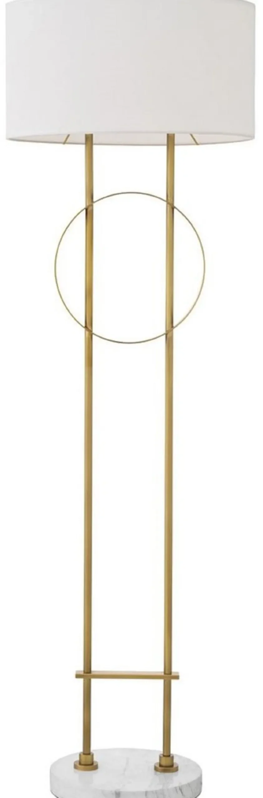 Casa Padrino Luxus Metall Stehleuchte mit Marmorsockel Antik Messingfarben / Weiß Ø 49 x H. 157 cm - Luxus Qualität