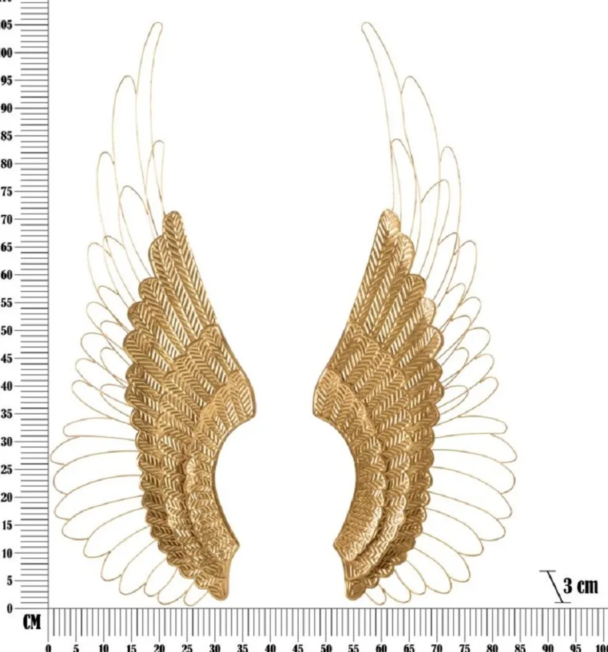Casa Padrino Luxus Metall Wanddeko Flügel Set Gold 105,5 cm - Deko Accessoires
