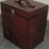 Casa Padrino Luxus Minibar Dunkelbraun 32 x 23 x H. 36 cm - Echtleder Kofferbar mit Zubehör - Luxus Accessoires