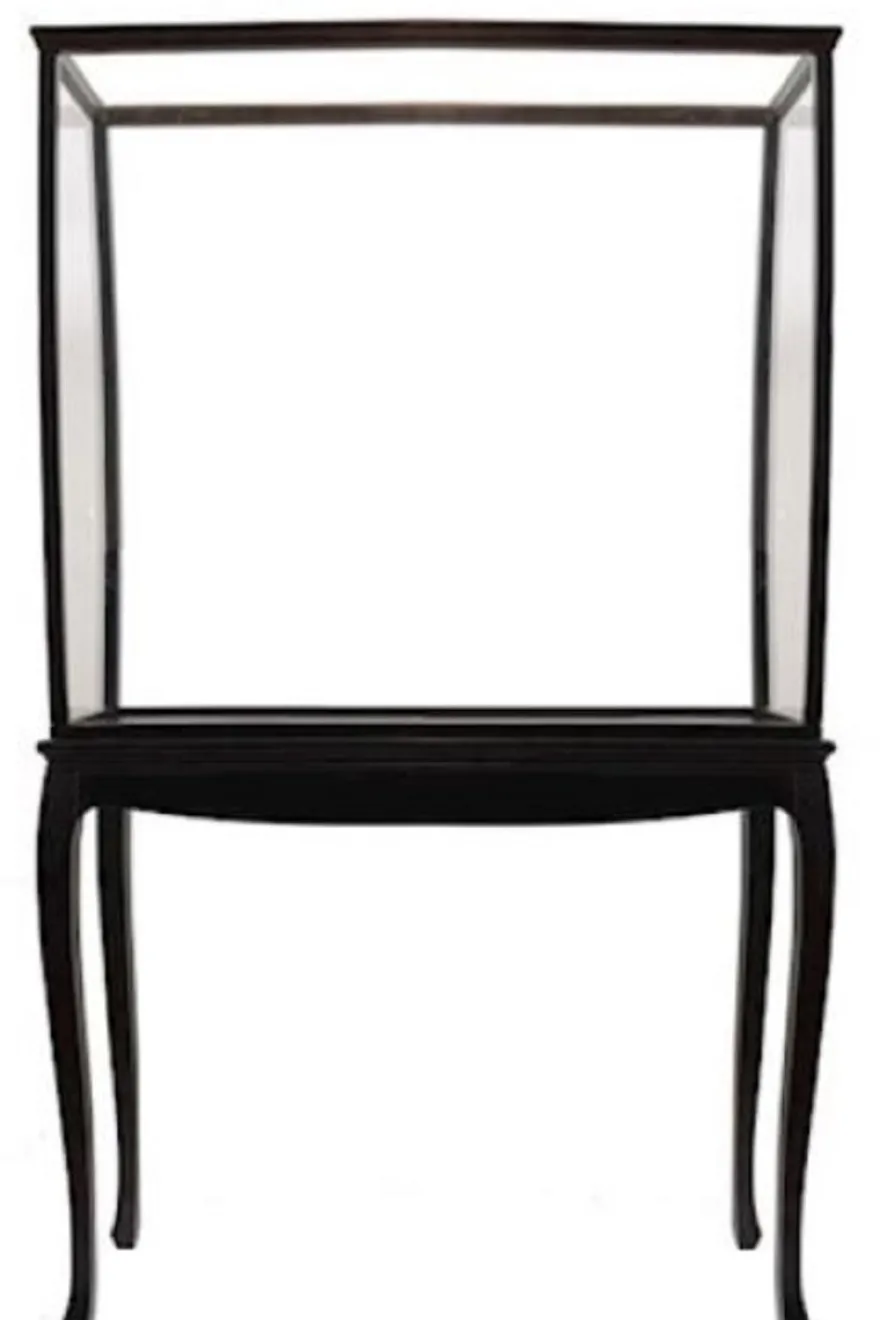 Casa Padrino Luxus Modellschiff Vitrine Schwarz 103 x 36 x H. 173 cm - Modelboot Glasvitrine - Segelschiff Vitrine - Holzschiff Vitrine - Modellbau Vitrine - Modellbau Deko Accessoires