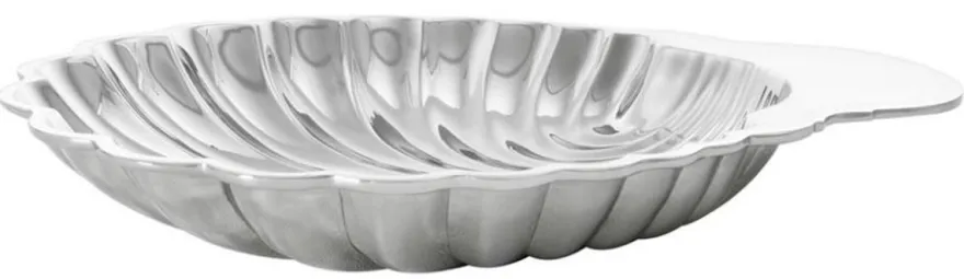 Casa Padrino Luxus Muschel Serviertablett Silber - Designer Tablett aus vernickeltem Messing - 34 x 28 x H. 5 cm