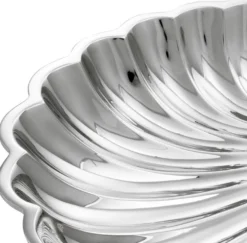 Casa Padrino Luxus Muschel Serviertablett Silber - Designer Tablett aus vernickeltem Messing - 34 x 28 x H. 5 cm