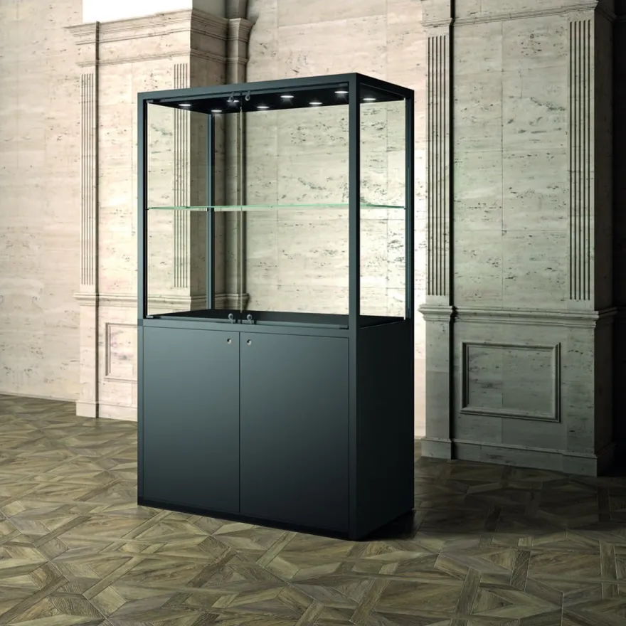 Casa Padrino Luxus Museumsvitrine 120 x 60 cm H. 200 cm mit LED - Ladeneinrichtung - Boutique Möbel - Made in Italy