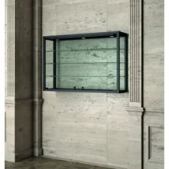 Casa Padrino Luxus Museumsvitrine 95 x 25 cm H. 80 cm mit 3 Glasböden - Ladeneinrichtung - Boutique Möbel - Made in Italy