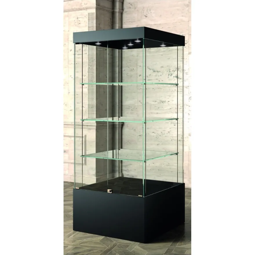 Casa Padrino Luxus Museumsvitrine 80 x 80 cm H. 200 cm mit 5 LED-Spots - Ladeneinrichtung - Boutique Möbel - Made in Italy