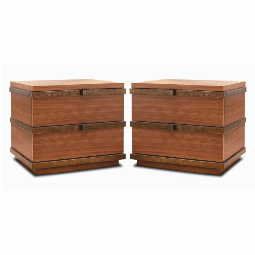 Casa Padrino Luxus Nachtkommoden Set Braun / Bronze - Hotel & Schlafzimmer Möbel