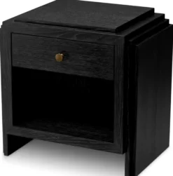 Casa Padrino Luxus Nachttischkommode Anthrazitgrau / Messingfarben 58 x 42,5 x H.57 cm - Schlafzimmer Beistelltisch mit Schubladen - Luxus Schlafzimmer Möbel