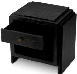 Casa Padrino Luxus Nachttischkommode Anthrazitgrau / Messingfarben 58 x 42,5 x H.57 cm - Schlafzimmer Beistelltisch mit Schubladen - Luxus Schlafzimmer Möbel