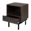 Casa Padrino Luxus Nachttisch Braun / Schwarz 45 x 40 x H. 60 cm - Nachttisch mit Eichenfurnier im warmen Braunton und schwarzem Stahlgestell - Luxus Möbel