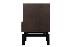 Casa Padrino Luxus Nachttisch Braun / Schwarz 45 x 40 x H. 60 cm - Nachttisch mit Eichenfurnier im warmen Braunton und schwarzem Stahlgestell - Luxus Möbel
