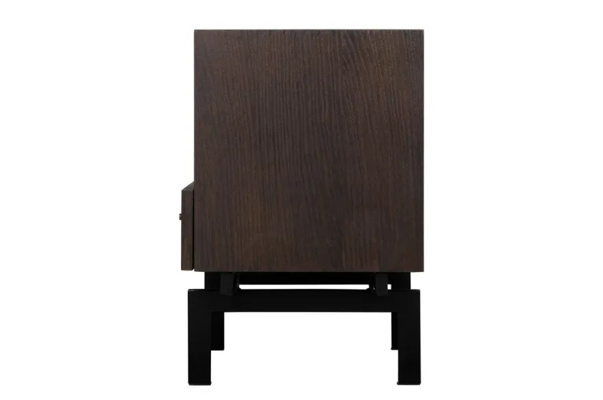 Casa Padrino Luxus Nachttisch Braun / Schwarz 45 x 40 x H. 60 cm - Nachttisch mit Eichenfurnier im warmen Braunton und schwarzem Stahlgestell - Luxus Möbel