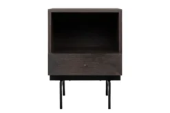 Casa Padrino Luxus Nachttisch Braun / Schwarz 45 x 40 x H. 60 cm - Nachttisch mit Eichenfurnier im warmen Braunton und schwarzem Stahlgestell - Luxus Möbel