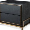 Casa Padrino Luxus Nachttisch Anthrazitgrau / Messingfarben 75 x 52 x H. 62 cm - Schlafzimmer Beistelltisch mit 2 Schubladen - Luxus Schlafzimmer Möbel