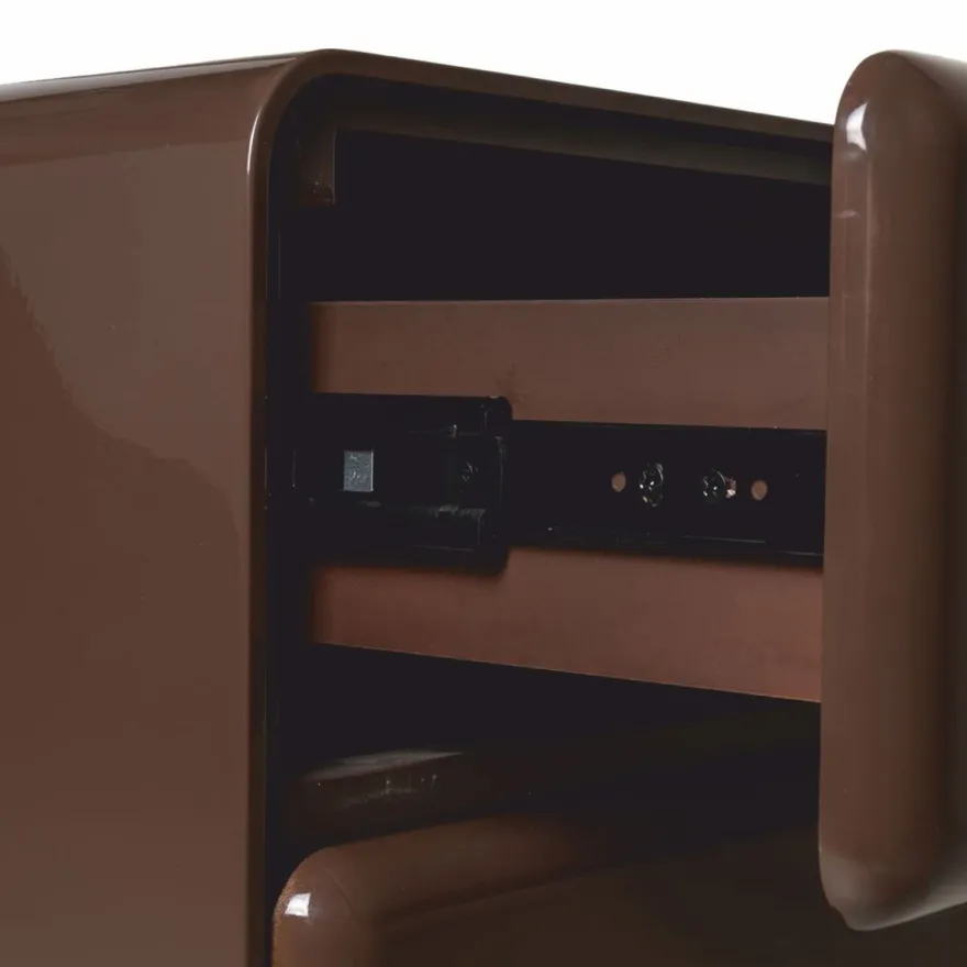 Casa Padrino Luxus Nachttisch mit 3 Schubladen Hochglanz Braun - Schlafzimmer Möbel