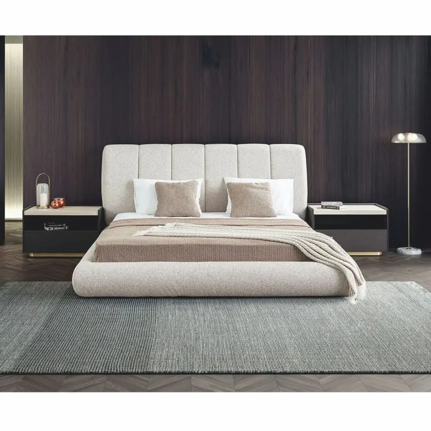 Casa Padrino Luxus Nachttisch Dunkelbraun / Creme / Messing - Schlafzimmer & Hotel Möbel
